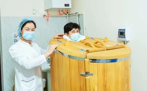 Процедура кедровая бочка в санаторий Сарыагаш