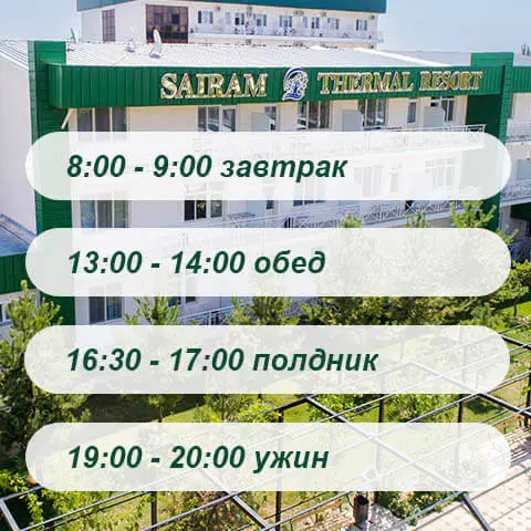 Время питания в санаторий Sairam Thermal Resort Манкент
